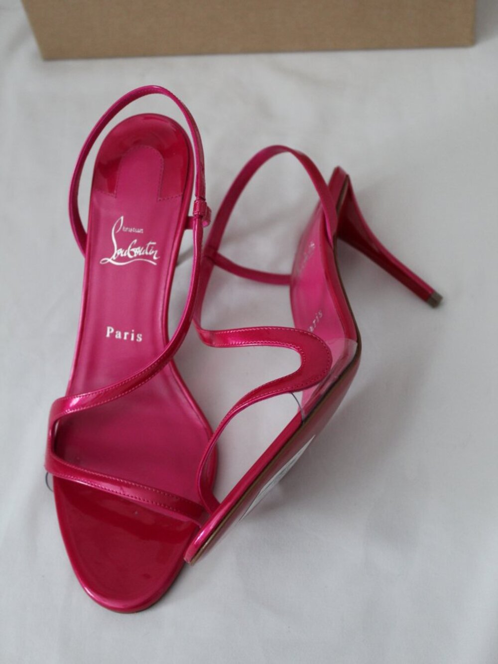 NWOB Christian Louboutin Rosa Z Patent Leather Sandals Heels Pink 41.5